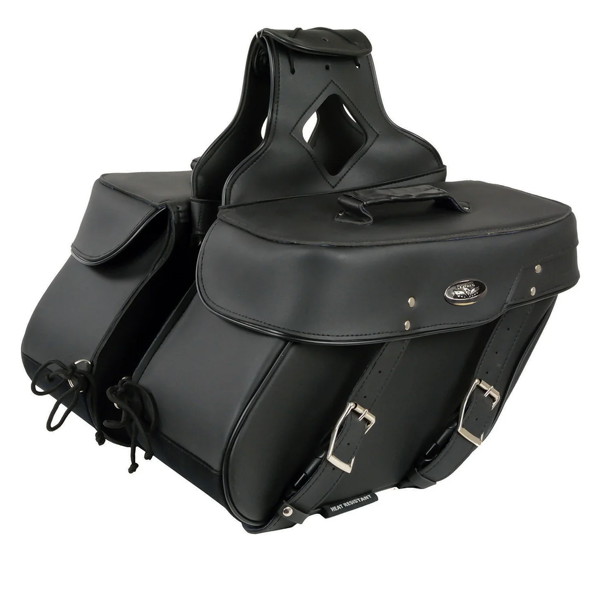 Outstanding Milwaukee Leather SH592ZB Black Zip-Off PVC Throw Over Slanted Saddlebags Pure