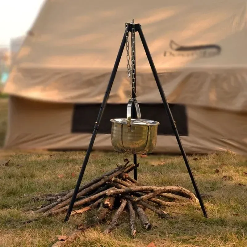Advanced Outdoor Large Campfire Stand Portable Hanging Pot Tripod for Camping Barbecue and Grilling Authentic