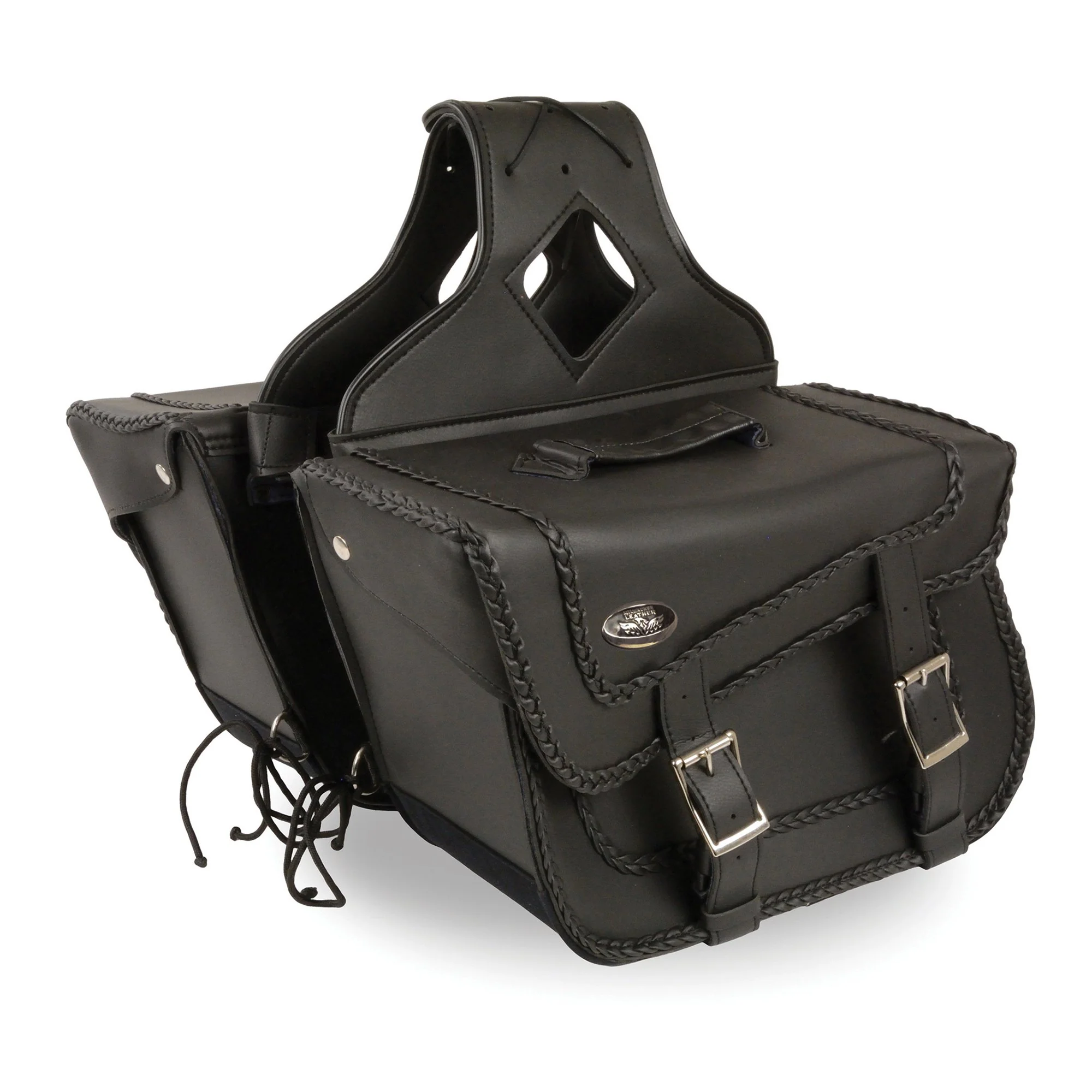 Eco-Friendly Milwaukee Leather SH664ZB Large Braided Zip Off PVC Throw Over Saddlebags Comfortable