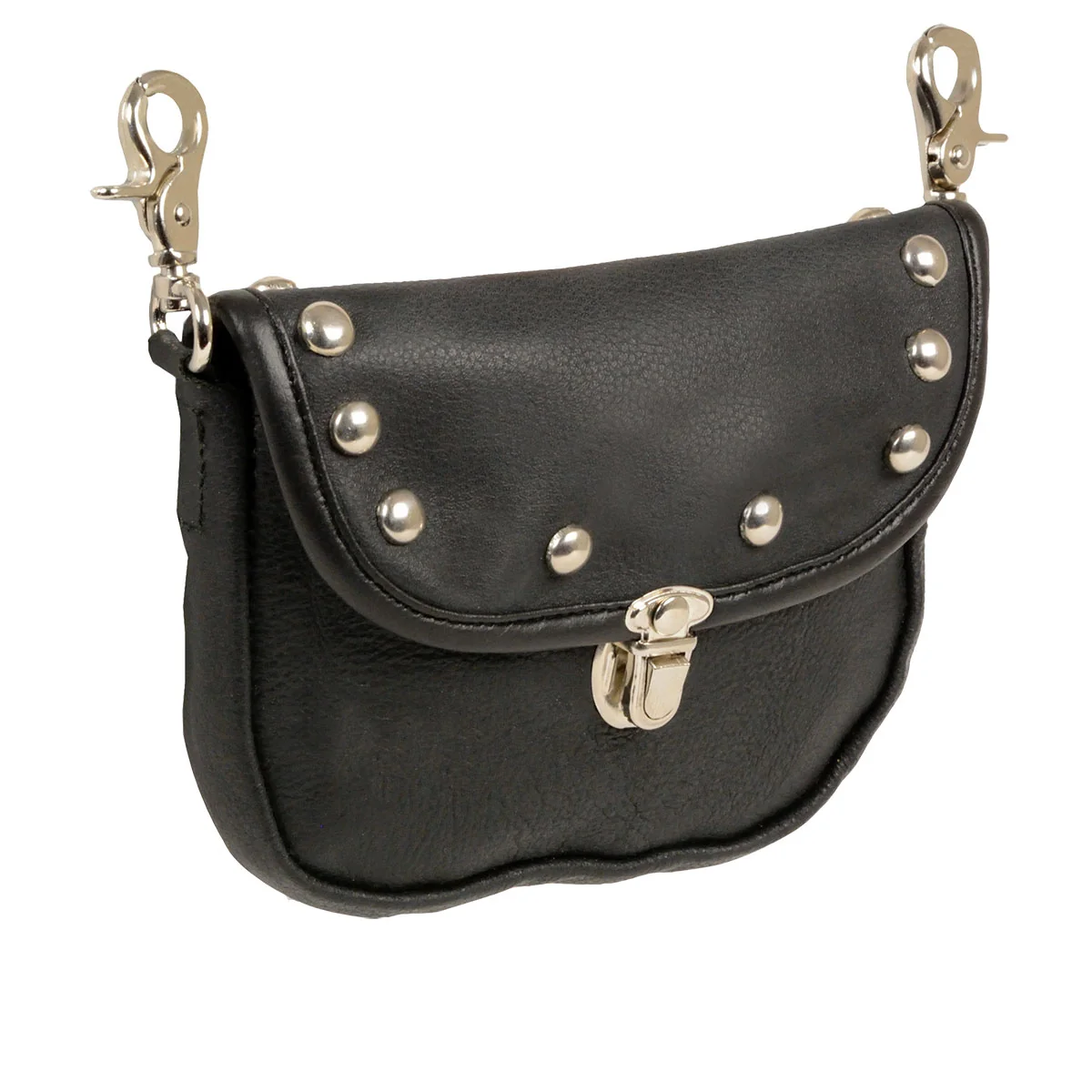First-Class Milwaukee Leather SH52001 Leather Belt Bag with Studded Flap and Belt Clasps Organic