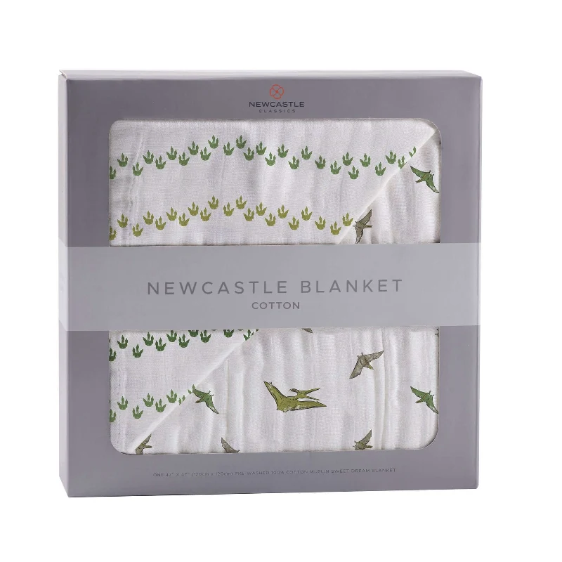 Environmentally Friendly Dino Feet Muslin Blanket Reusable