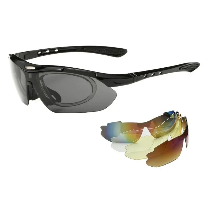 Sustainable 5 Lens Military Tactical Goggles with Detachable Myopia Frame High-Grade