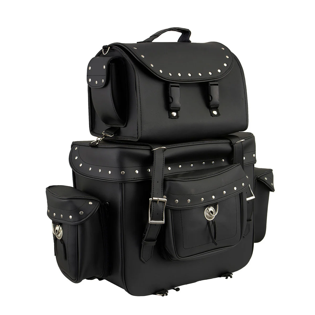 Smooth Milwaukee Leather SH660 Large Black 2-Piece PVC Motorcycle Touring Bag Pack Outstanding