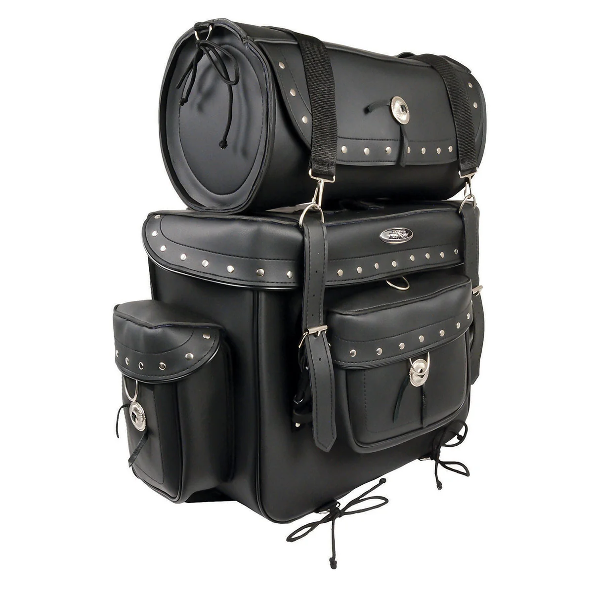 Green Milwaukee Leather SH538 Large Black PVC Deluxe Water Resistant Motorcycle Touring Sissy Bar Bag Pack Selected