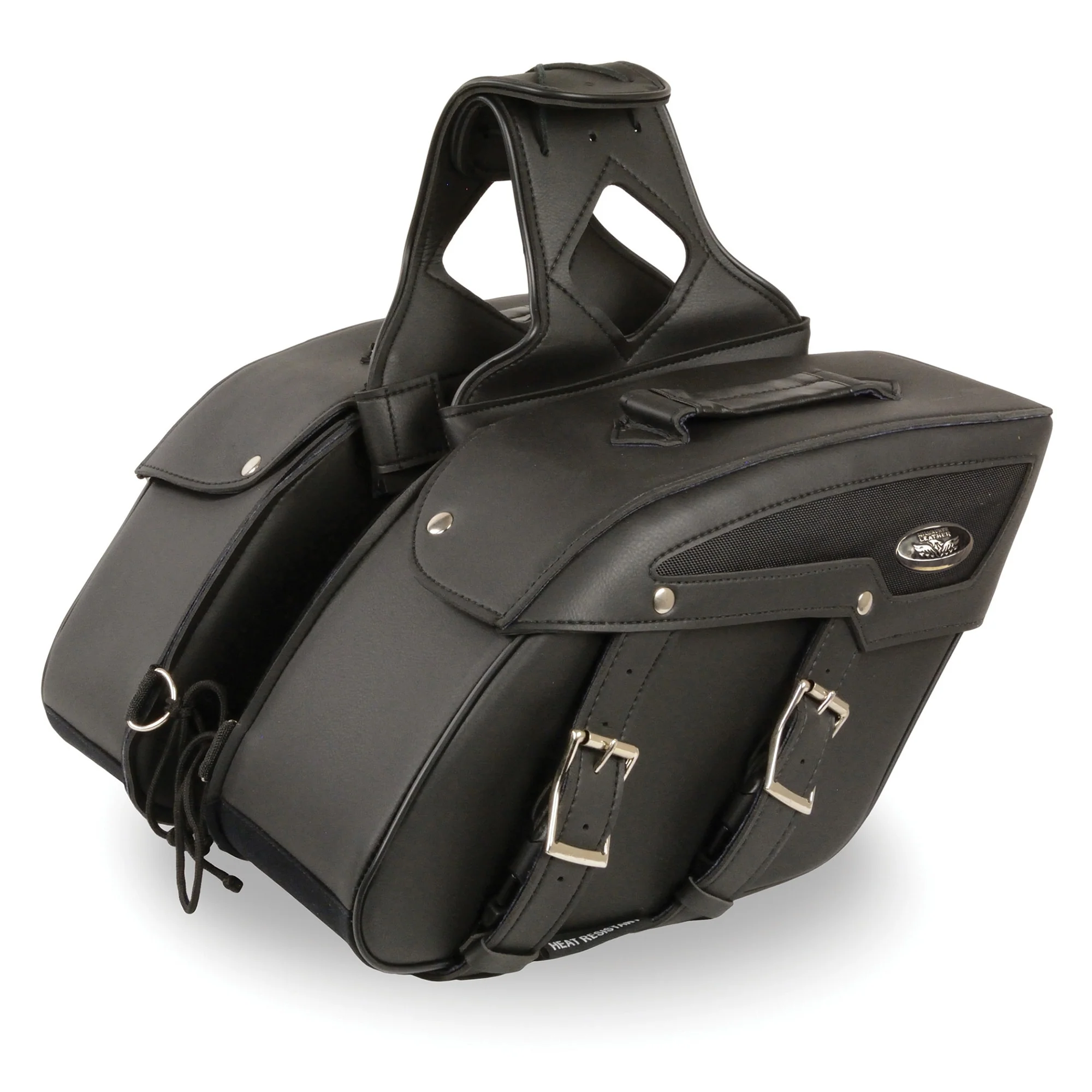 Comfortable Milwaukee Leather SH65801ZB Black Medium Zip-Off PVC Slanted Throw Over Motorcycle Saddlebags Original Design