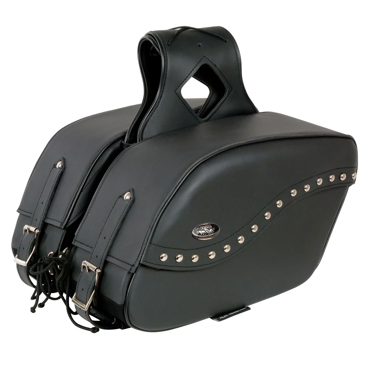 Stylish Milwaukee Leather SH646ZB Black Zip-Off PVC Studded Throw Over Motorcycle Saddlebags Optimized