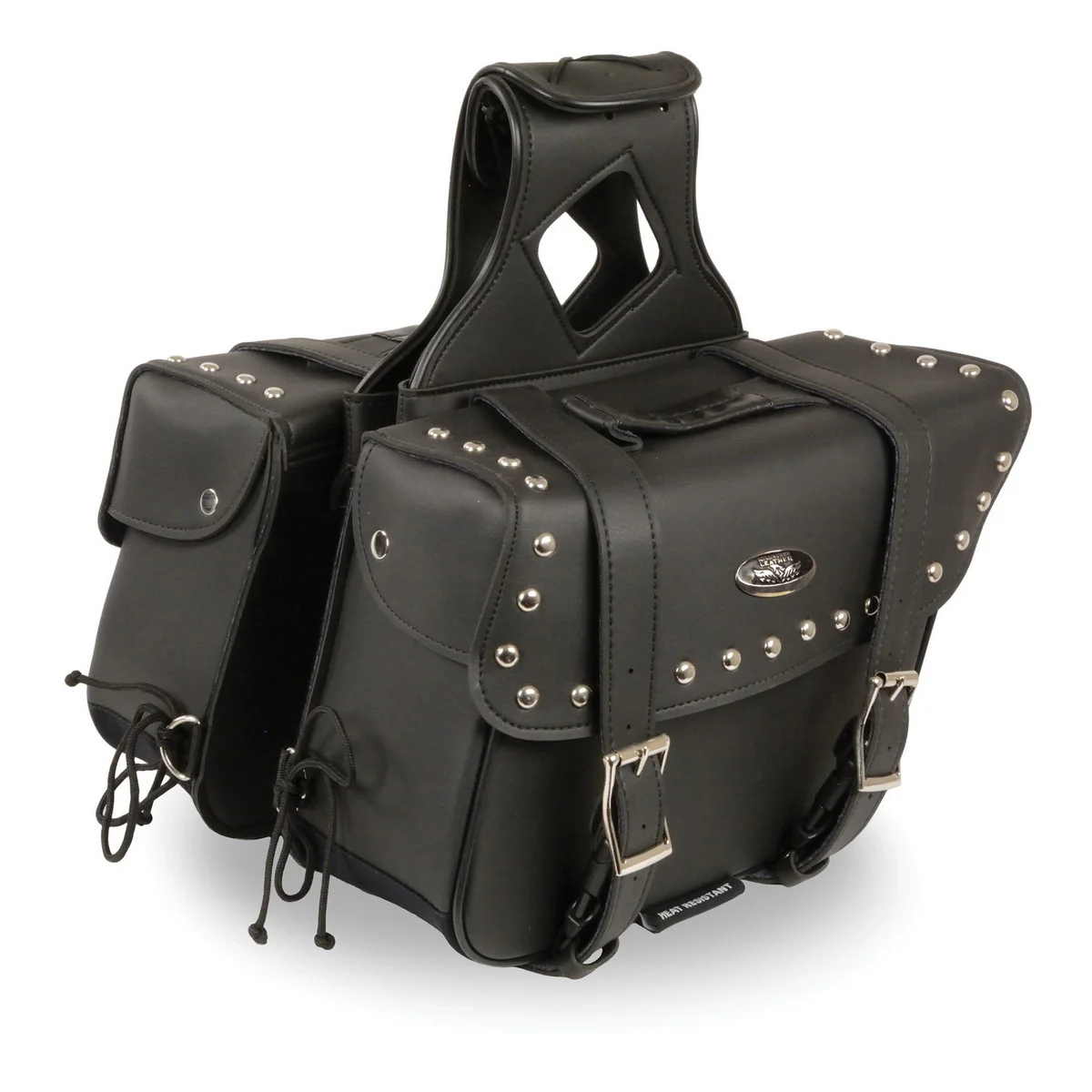 Soft Milwaukee Leather SH57901ZB Black Medium Zip-Off PVC Slanted Throw Over Studded Saddlebags First-Class
