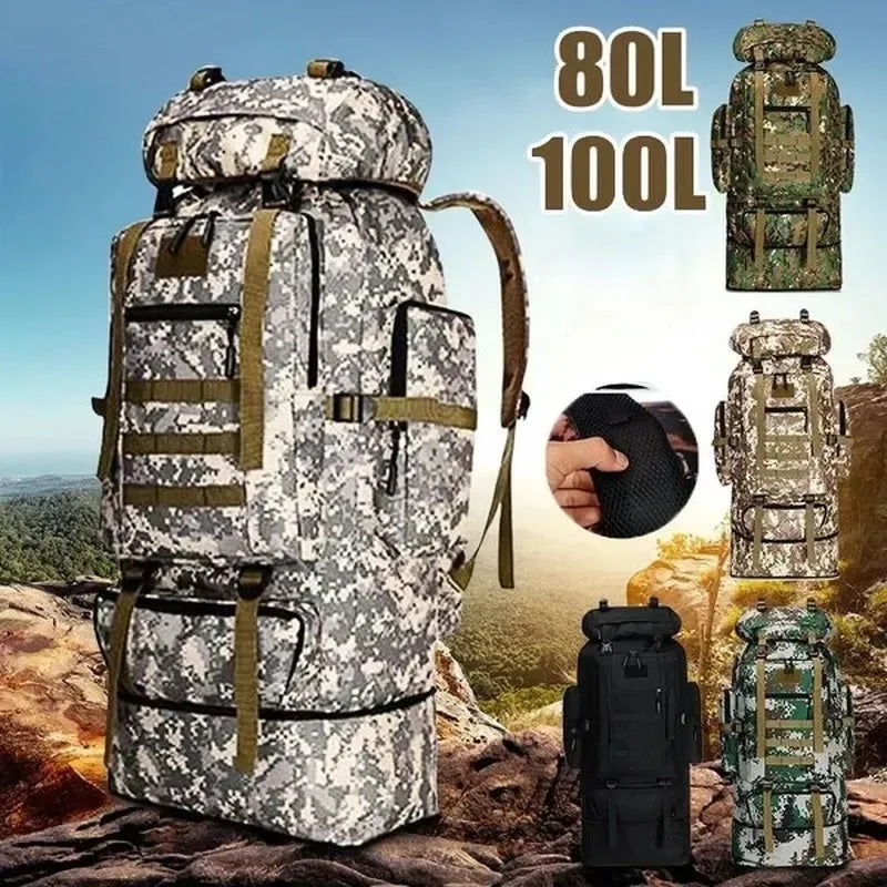 Exclusive 80L 100L Mountaineering Backpack Tactical Bag for Outdoor Adventures Safe