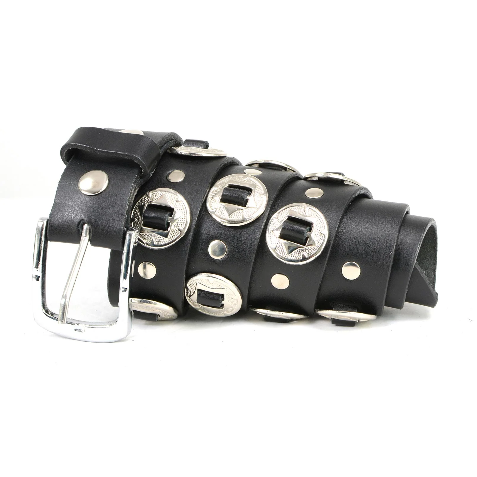 High-Performance Milwaukee Leather MP7120 Men’s Chrome Conchos – Black Leather Belt with Interchangeable Buckle – 1.5 inches Wide Reliable