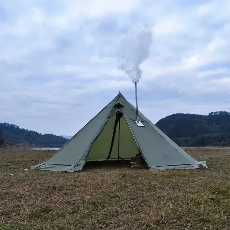 High-Grade 5M Oversized Pyramid Tent with Snow Skirt and Chimney Jacket Crafted