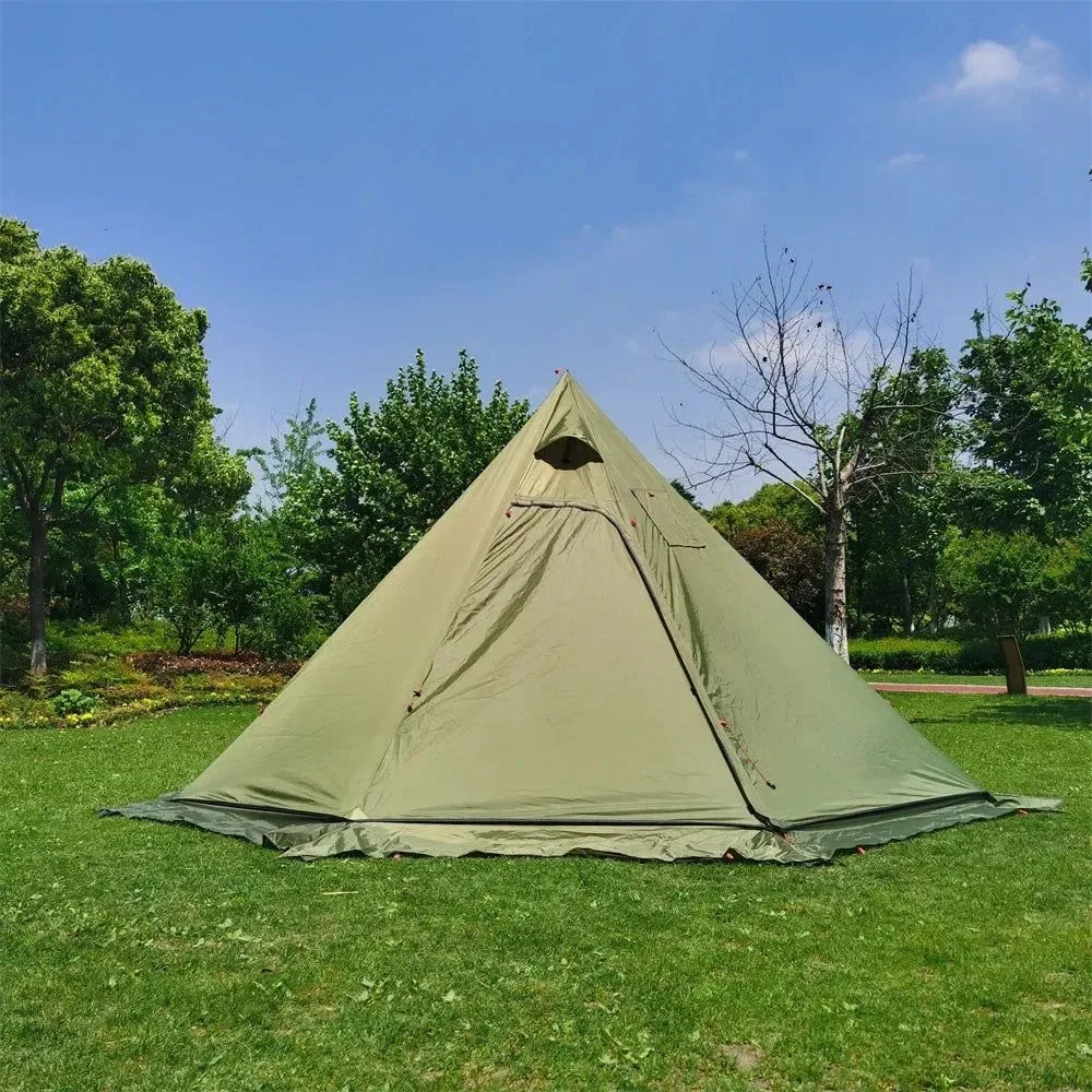 Easy-to-Use 1-2 Person Upgraded Pyramid Tent – 201T Polyester Snow Skirt Chimney Hole Aluminum Poles Winter Ready Functional