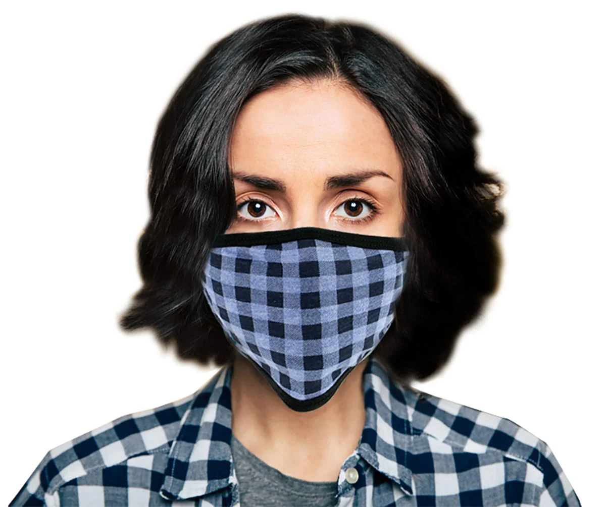 Refined Milwaukee Leather Multi-Pack MP7924FM ‘Blue Checkered’ 100 Cotton Protective Face Mask with Optional Filter Pocket Fashionable