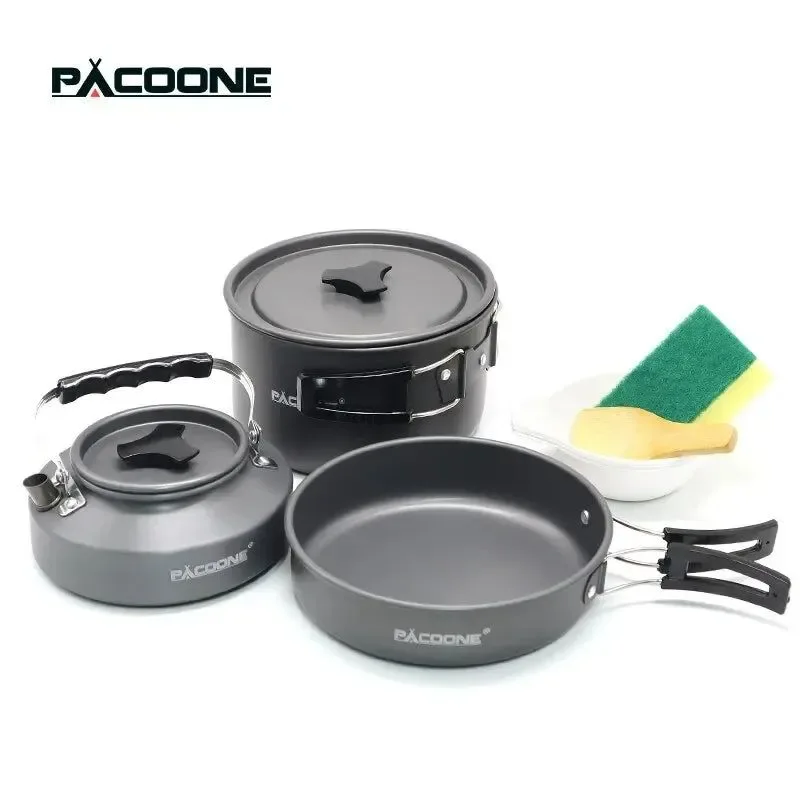 Excellent Camping Cookware Set – Portable Outdoor Cooking Kit with Pot Water Kettle Pan and Tableware for Hiking and Picnics Superior