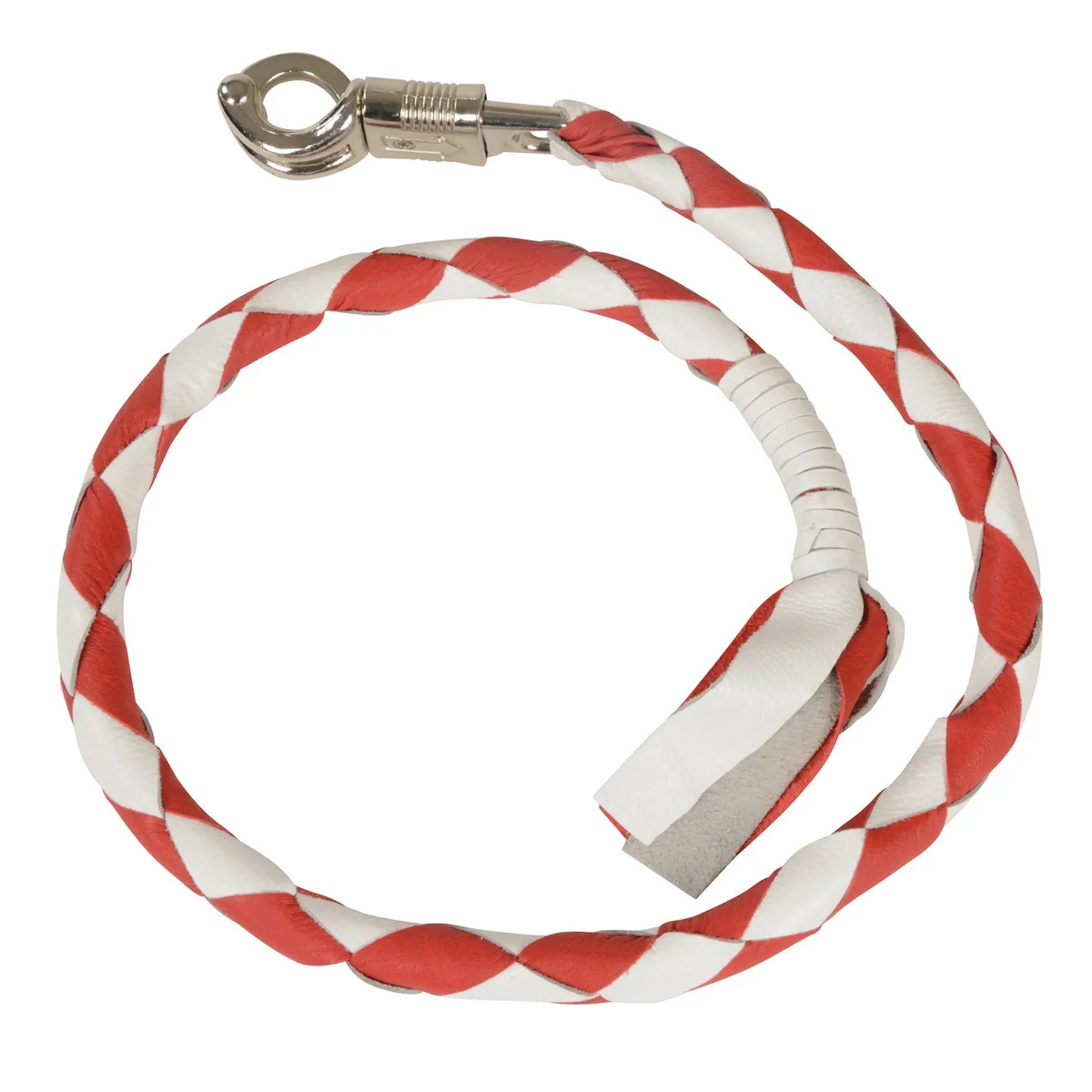 High-Quality Milwaukee Leather 36” Leather Whip – White and Red Get Back Whip for Handlebar – Biker Whip – MP7900 Secure