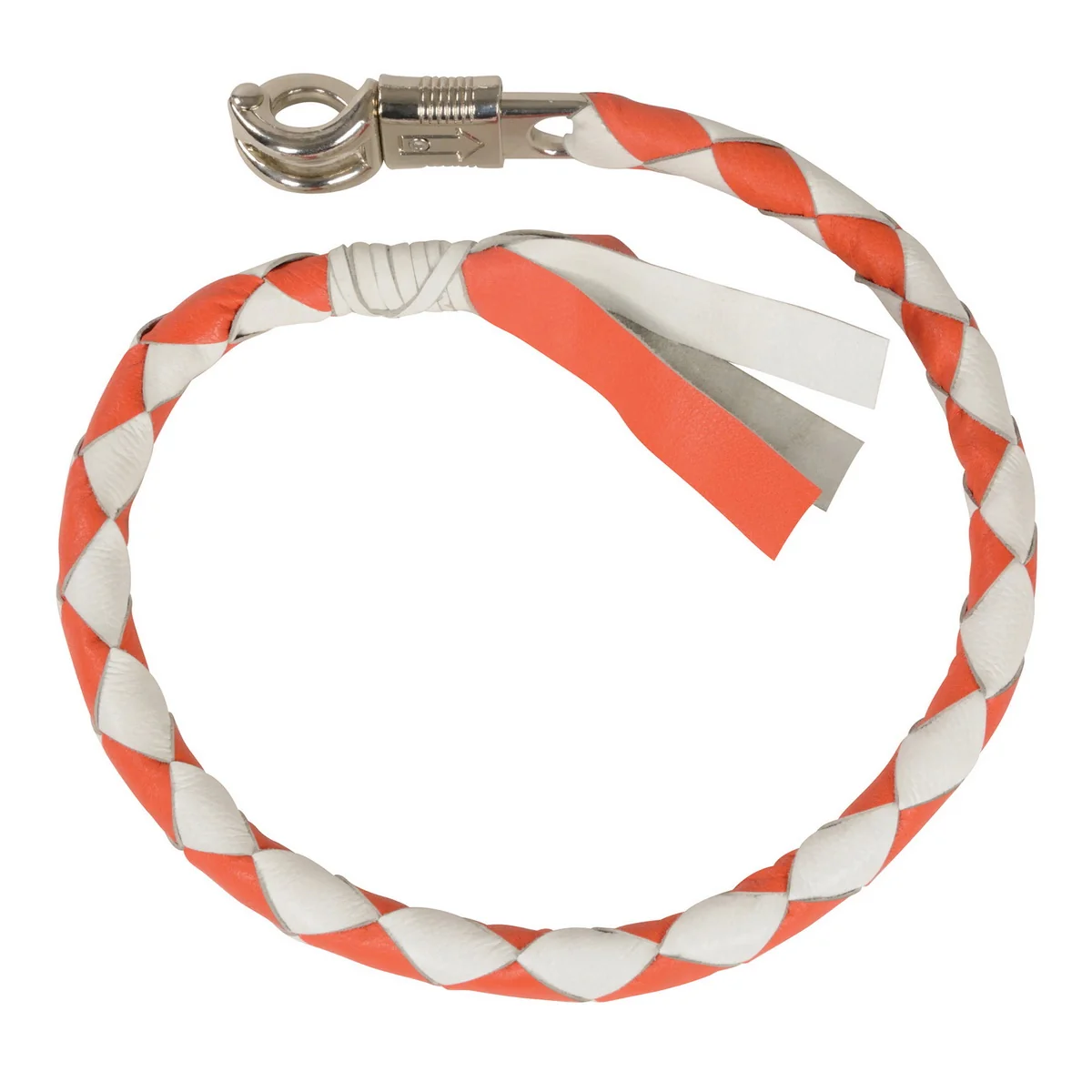 Optimized Milwaukee Leather 36” Leather Whip – White and Orange Get Back Whip for Handlebar – Biker Whip – MP7900 High-Grade