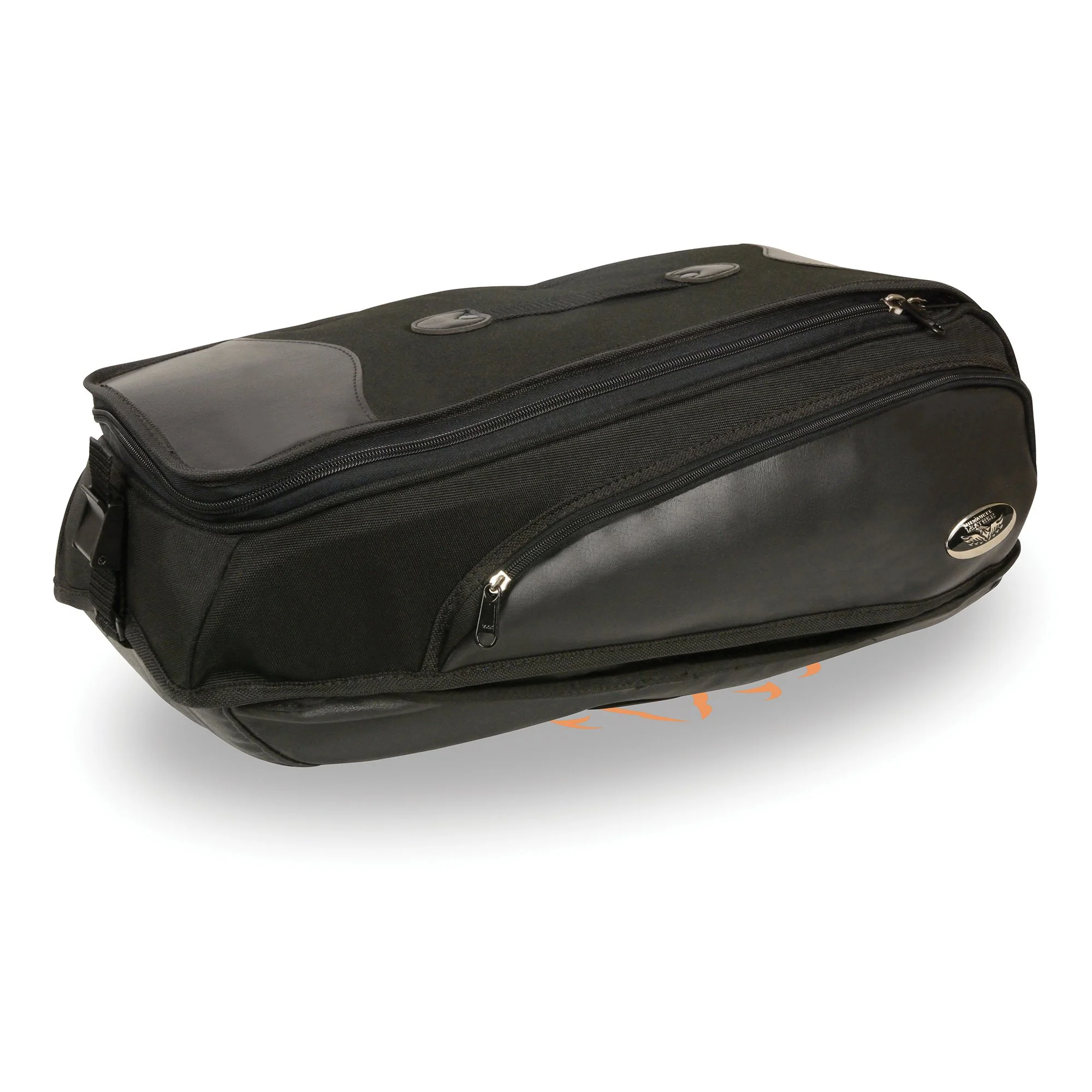 Expertly Made Milwaukee Performance MP8102 Black Long Textile Motorcycle Back Rack Travel Bag Elite
