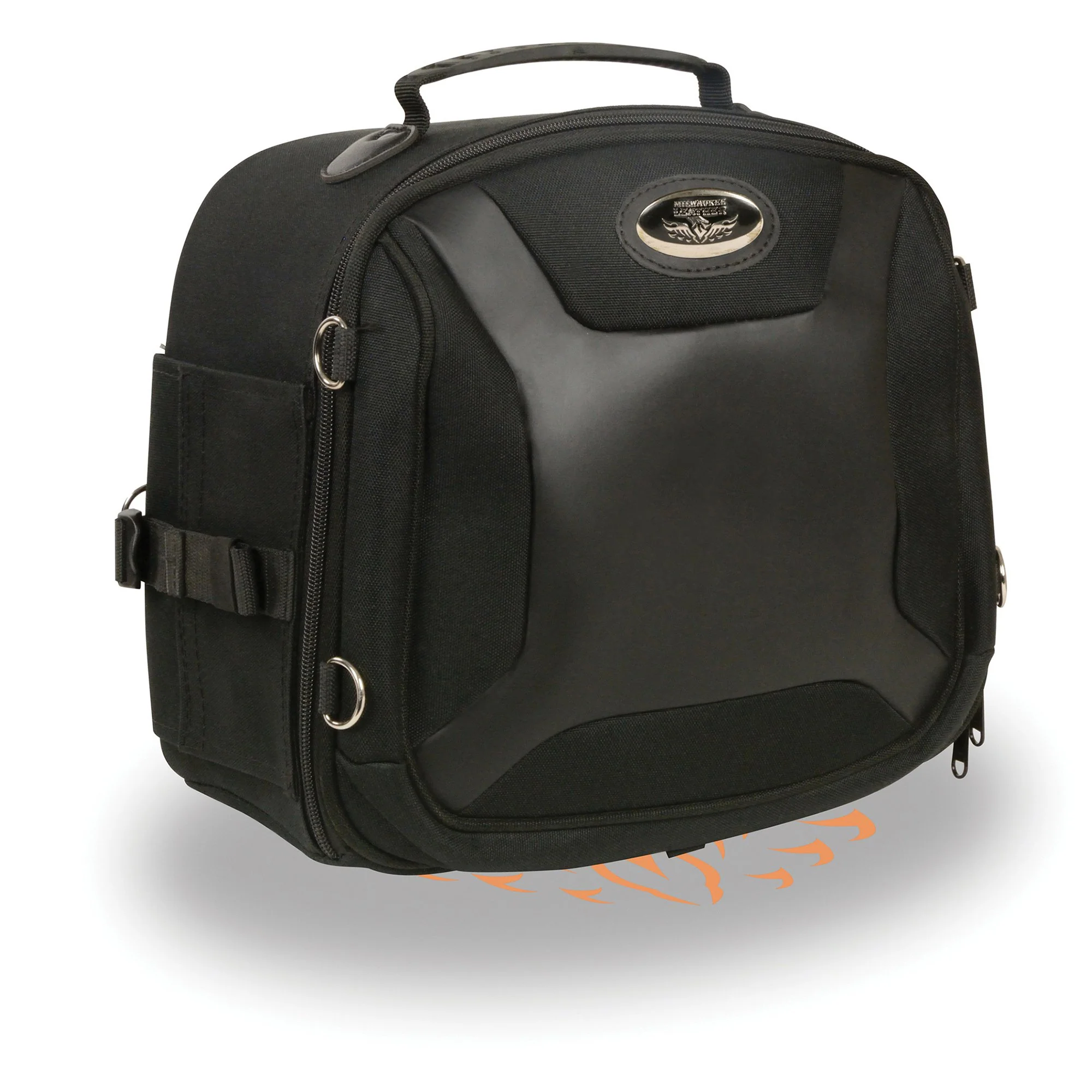 Soft Milwaukee Leather MP8190 Small Black ‘Sporty’ Motorcycle Textile and PVC Sissy Bar Rack Bag Quality