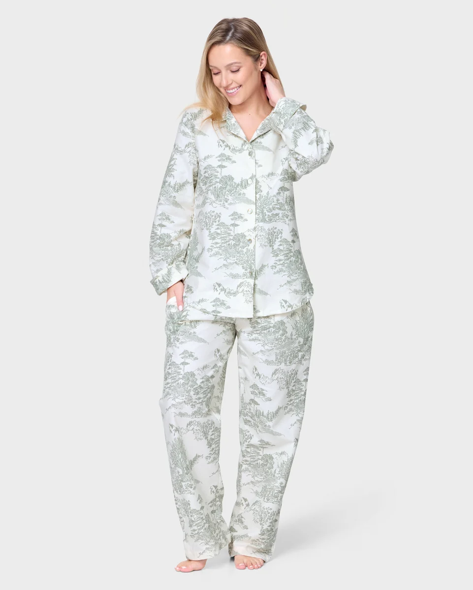 Fine Crafted Foxford Eve Toile Flannel Pyjama Set Pure