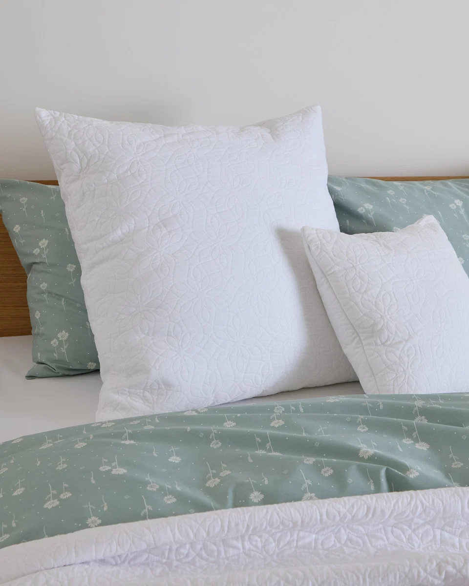 Secure Foxford White Matelassé Cushion- Large Long-Lasting