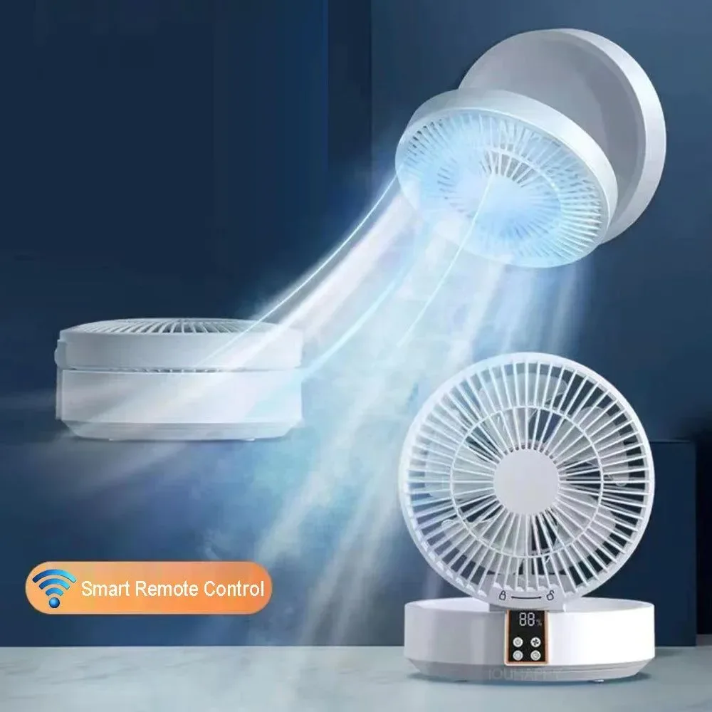 Eco-Friendly Portable Folding Fan with Remote Control – Desktop Wall Mounted Night Light Rechargeable Secure