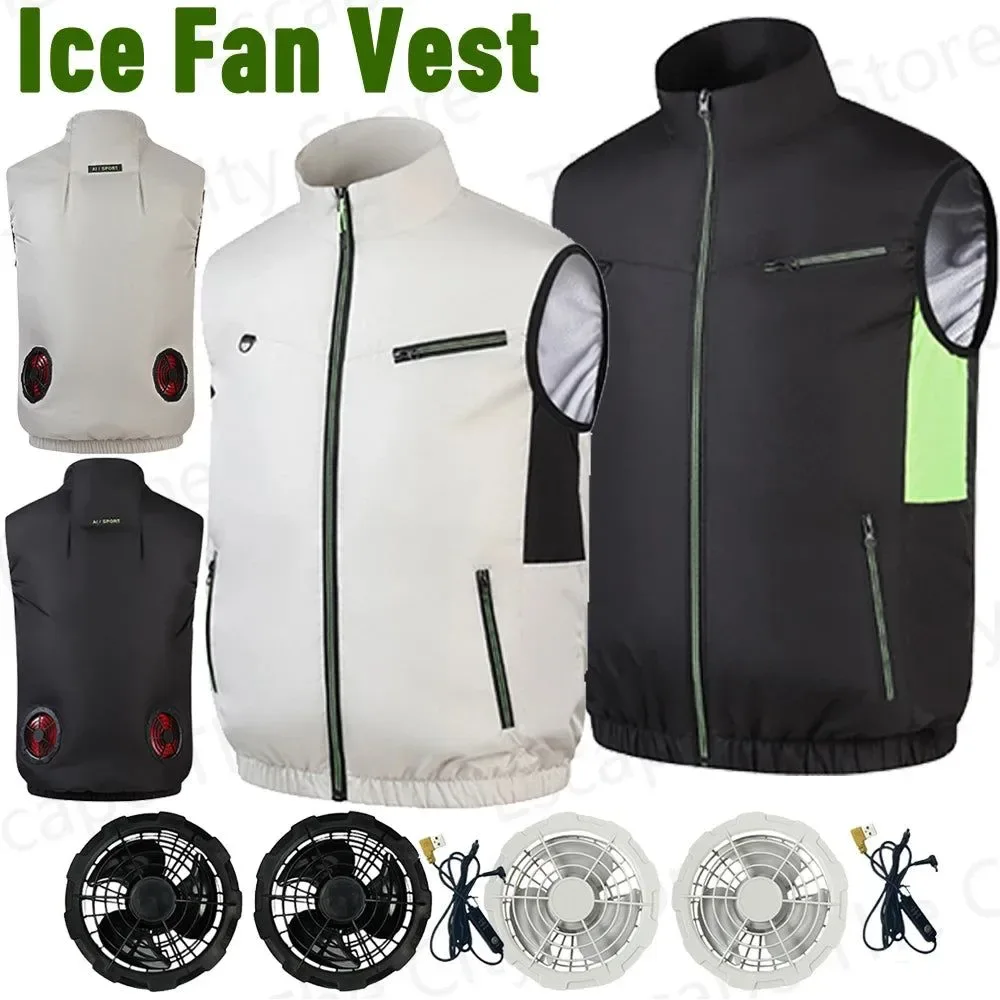 Crafted Cooling Vest with Built-In Fan – 3-Gear Breathable Sleeveless Vest for Summer Camping Fishing M–XL Reusable