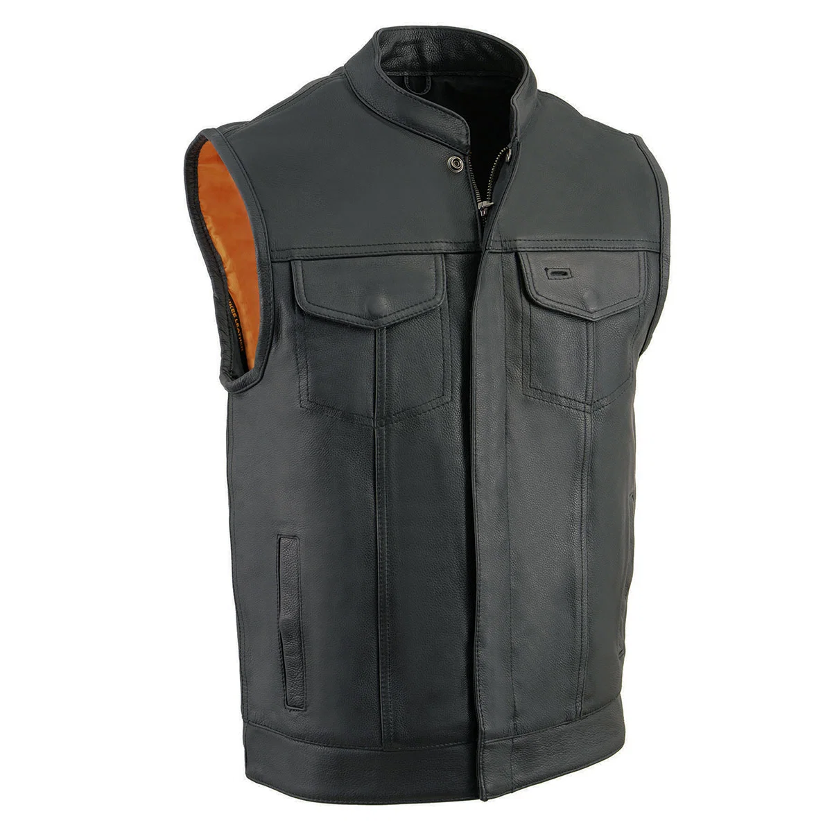 Breathable Milwaukee Leather Men’s MLM3514 Black Premium Dual Closure Club Style Motorcycle Vest w Cool-Tec Leather Treatment Exceptional
