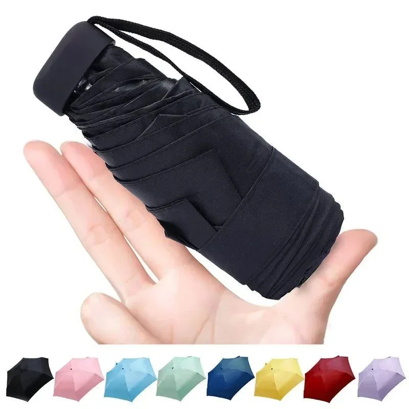 Versatile Mini Pocket Folding Umbrella – Fashionable Windproof UV Protection for Travel 8 Colors Selected