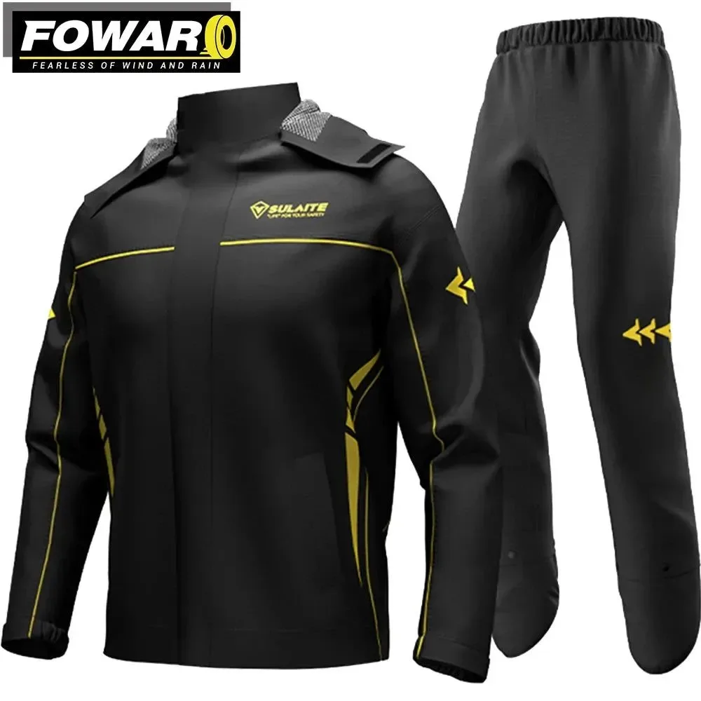 Contemporary Motorcycle Waterproof Ultra-Thin Reflective Raincoat Set – Breathable and Comfortable Convenient