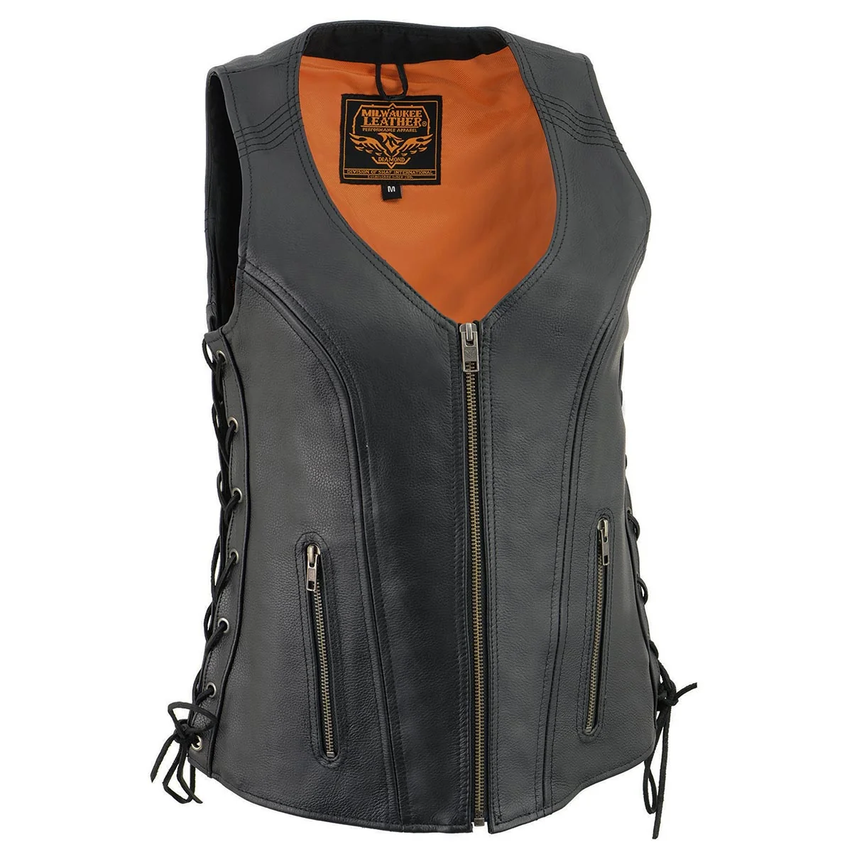Healthy Milwaukee Leather Women’s Black Leather V-Neck Motorcycle Rider Vest with Side Lace MLL4531 Artisan