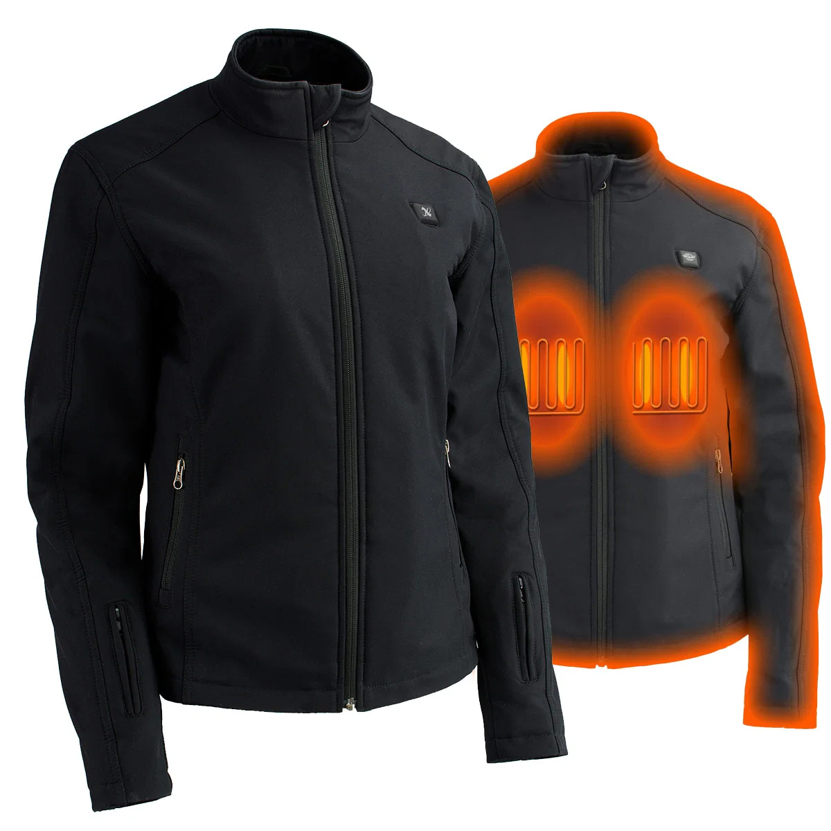 Trendy Nexgen Heat MPL2760SET12v Women’s Black Soft Shell Jacket with Heating Panels Rechargeable Battery Pack Included Fast