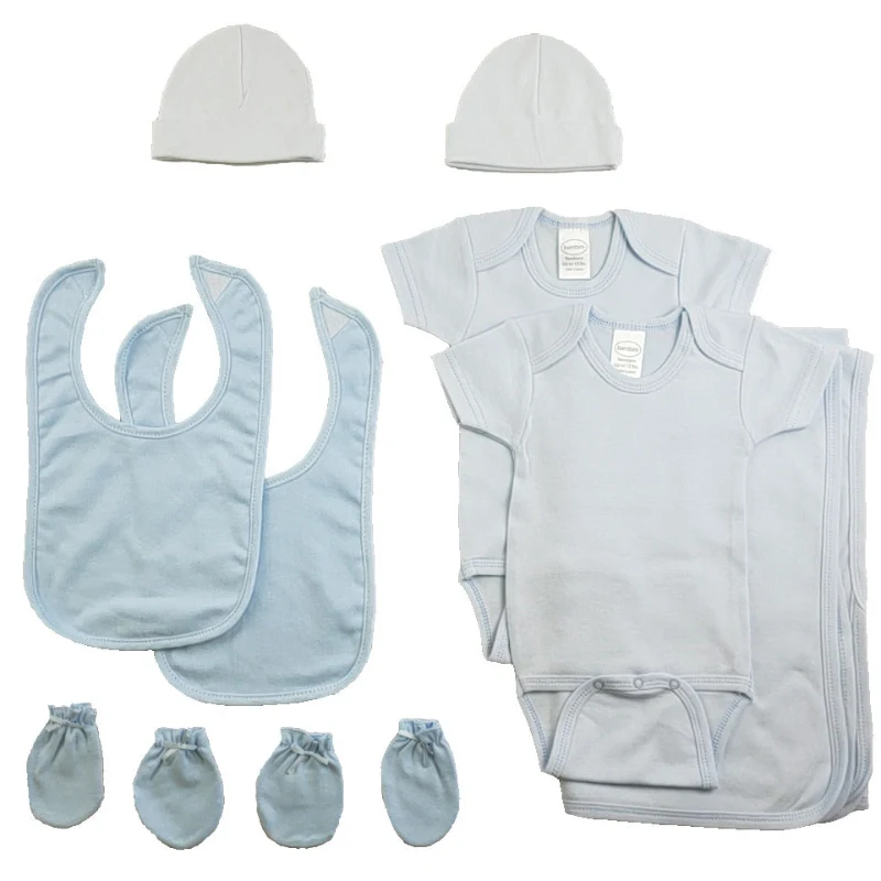 World-Class Bambini Newborn Gift Set with Bodysuits Bibs and Mittens Premium Material