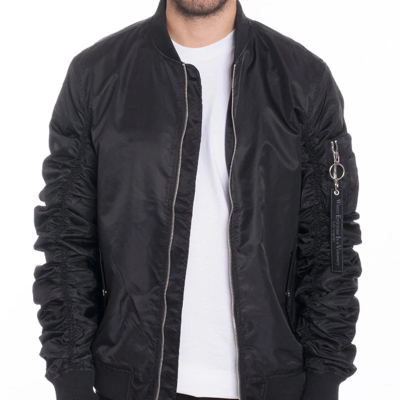 High-Grade Your Style with Our Men’s Black Bomber Jacket – Sleek Functional and Versatile Refined