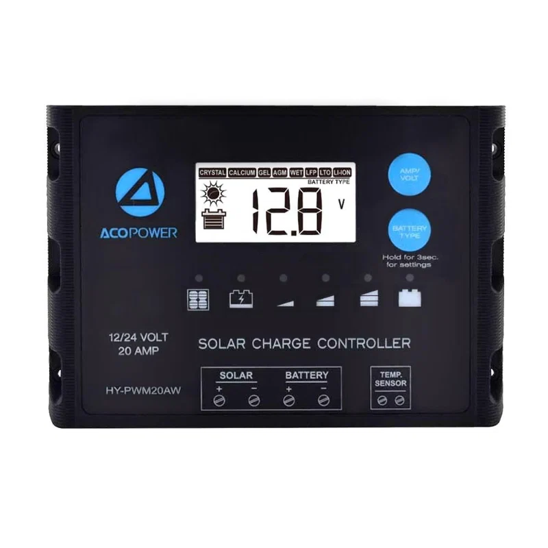 Green ACOPOWER ProteusX 12 24V 20A Waterproof Solar Charge Controller Premium Material