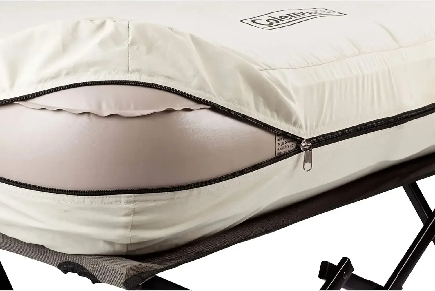 Durable Coleman Camping Cot Combo – Folding Cot Air Mattress Side Table Pump for Comfortable Camping Natural