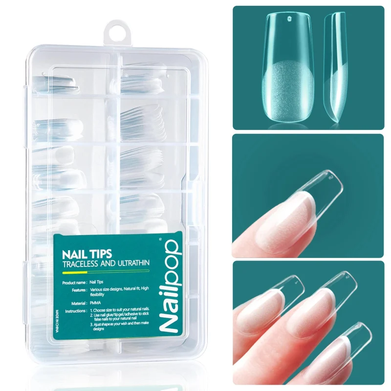 Versatile Nailpop Ultrathin Nail Tips for Manicures – Traceless PMMA Design Modern