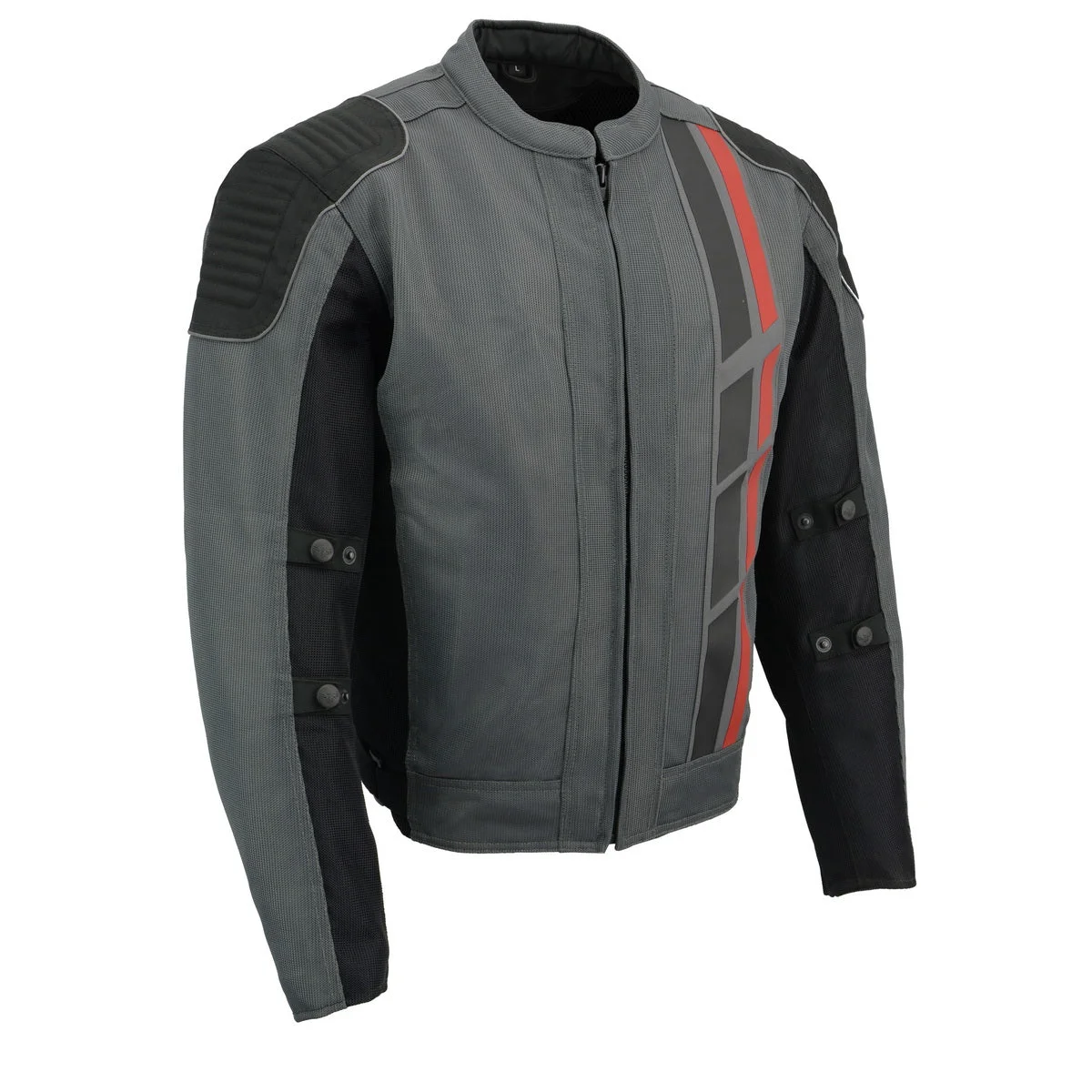 Smooth Milwaukee Leather MPM1752 Men’s Black Grey Textile and Mesh Armored Motorcycle Biker Racing Jacket Expertly Made