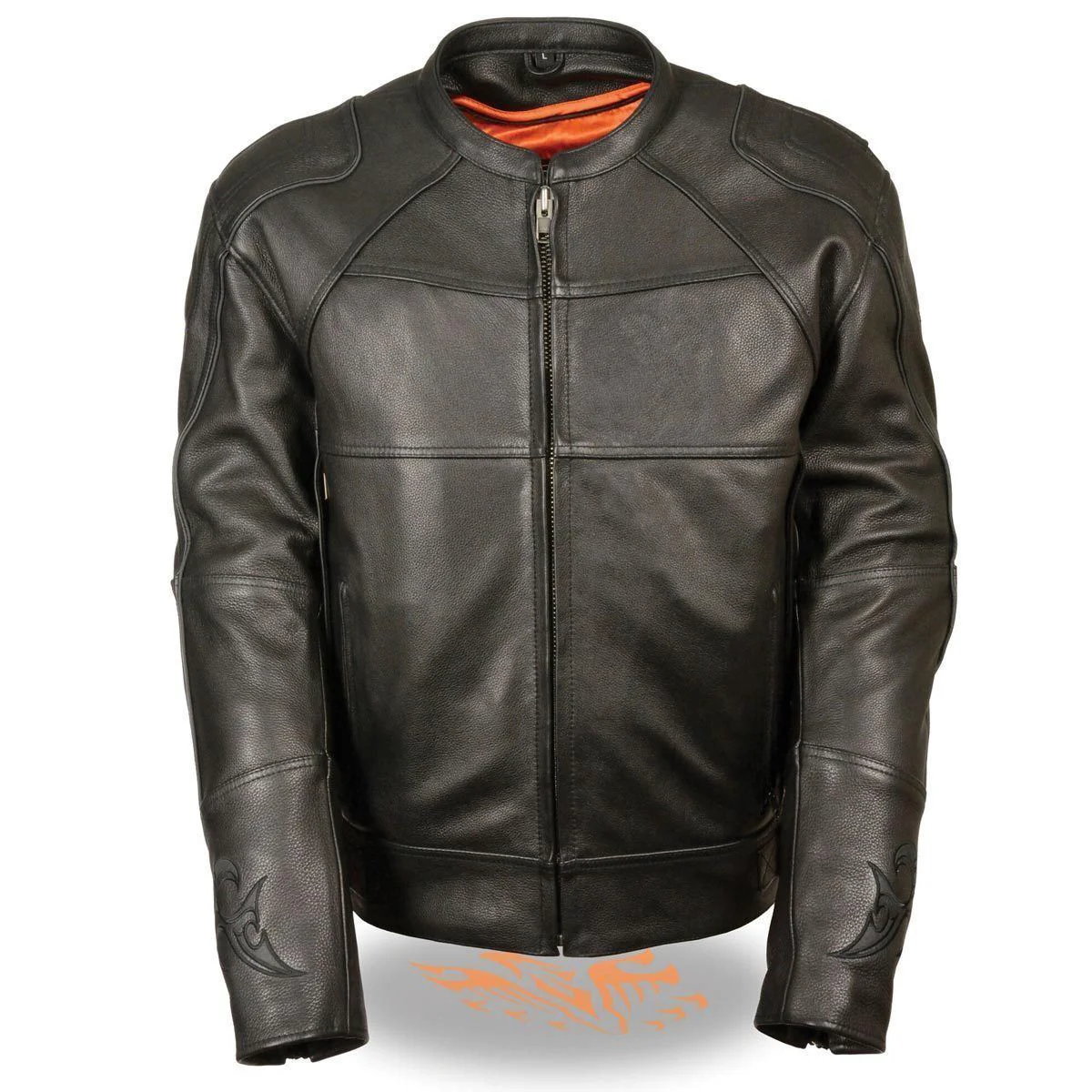 Official Milwaukee Leather MLM1510 Men’s Black Leather Scooter Jacket with Reflective Skull Luxury