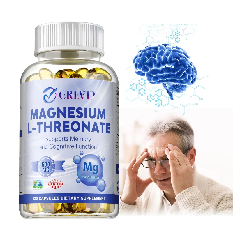 Classic Grevip Magnesium L-Threonate 500 MG for Enhanced Cognitive Function and Relaxation Fast
