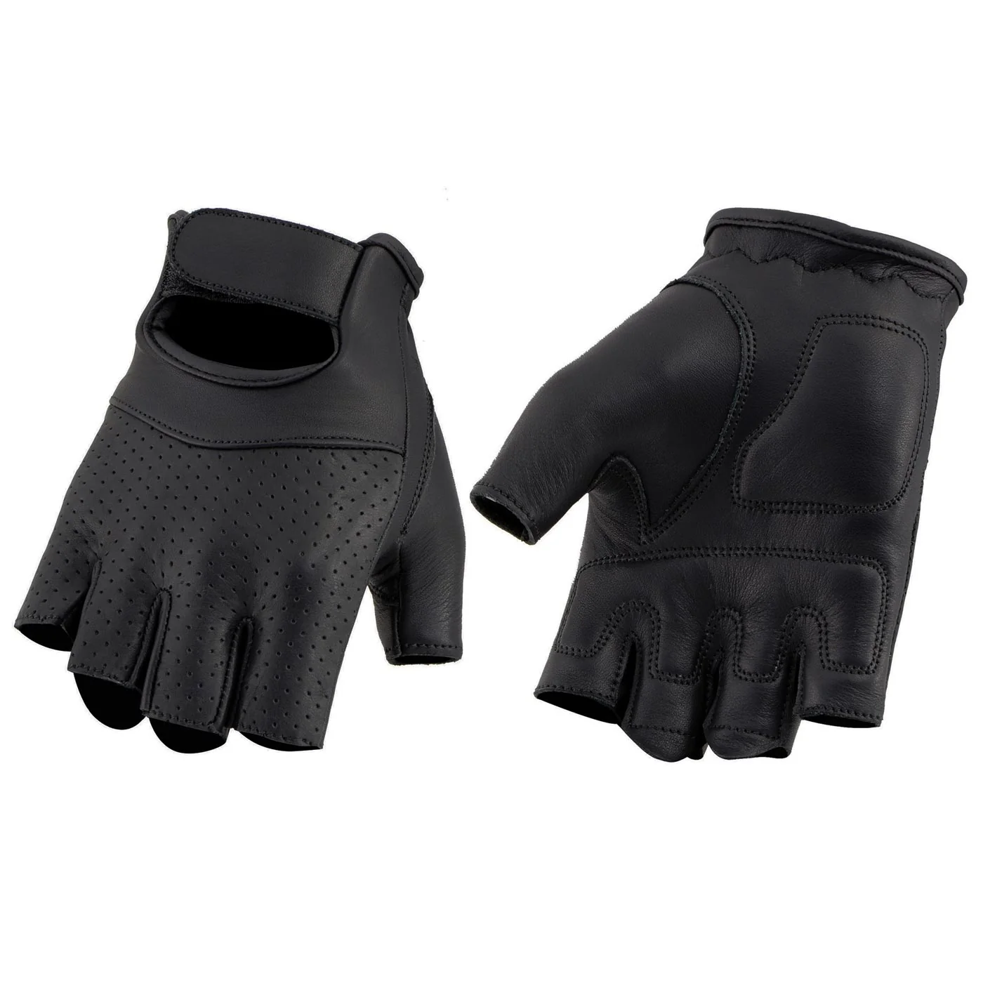 Durable Milwaukee Leather MG7780 Women’s Black Leather Perforated Fingerless Motorcycle Gloves – Gel Padded Palm Biker Gloves Versatile