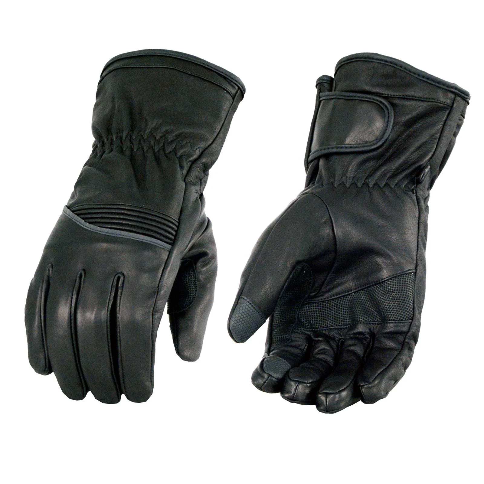 Exclusive Milwaukee Leather MG7551 Men’s Black Cowhide Leather Gauntlet Motorcycle Hand Gloves W i-Touch Screen and Waterproof Modern