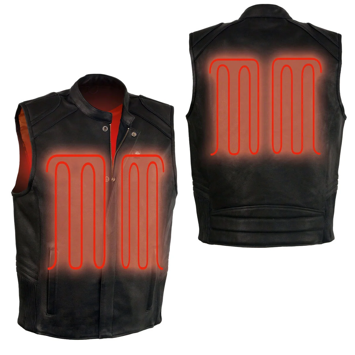 User-Friendly Milwaukee Leather MLM3523SET Men’s Black ‘Heated’ Collarless Moto Leather Vest – for Winter Cold Weather Fast
