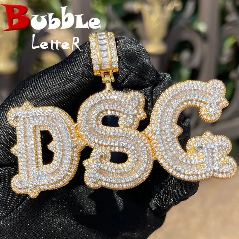 Pure Bubble Letter Diamond Pendant DSC Gold Plating Elite
