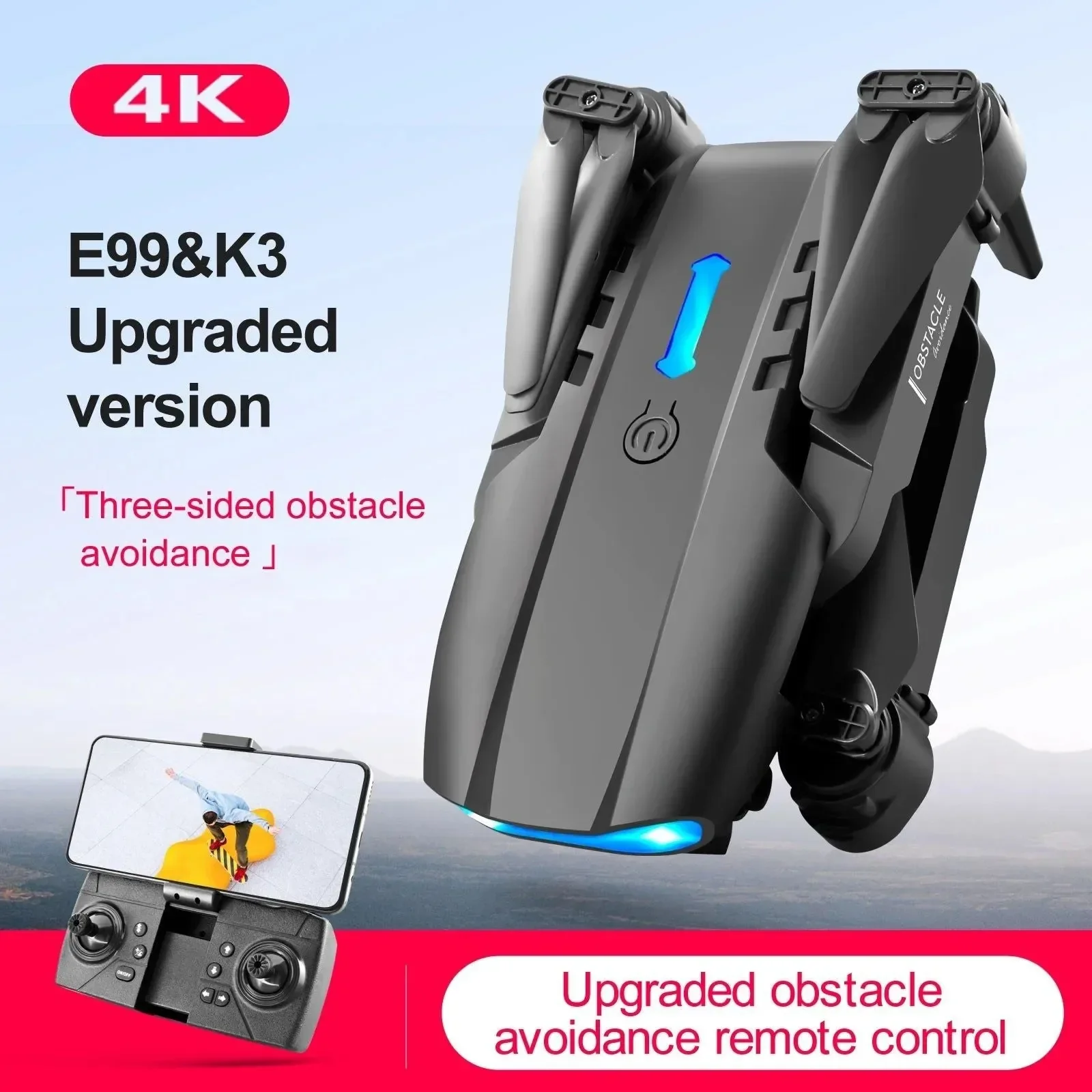 Fine Crafted E99 Pro 6K HD Drone – Foldable Quadcopter with Dual Camera Altitude Hold 100g Lightweight Secure