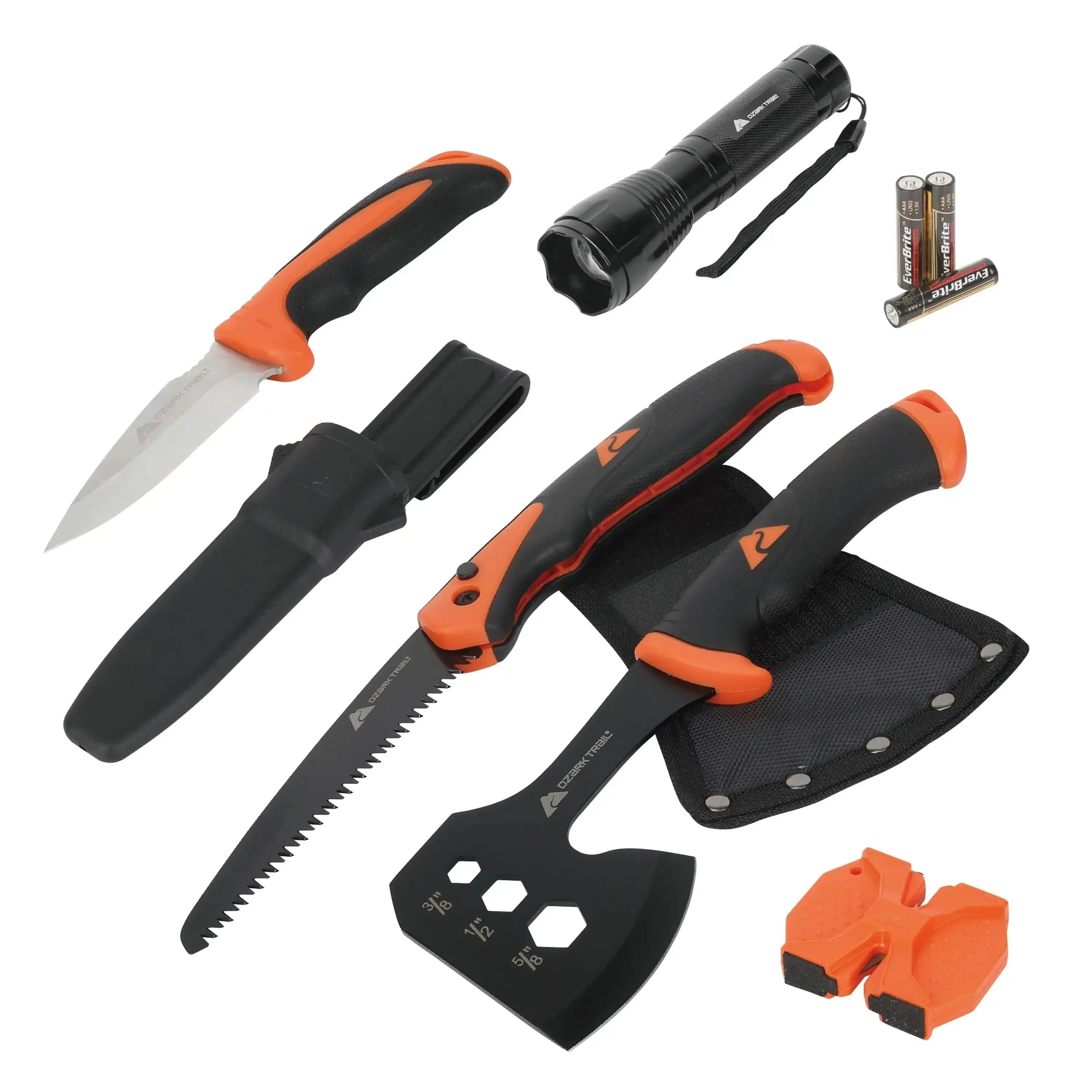 Reliable Ozark Trail 7-Piece Camping Tool Set – Complete Outdoor Survival Kit with Hammer Axe Flashlight Excellent