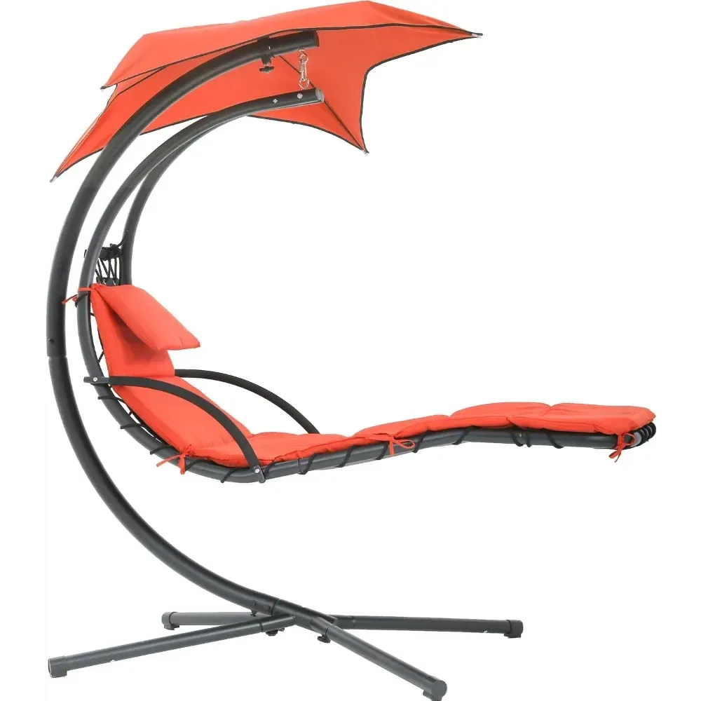 Innovative Hanging Hammock Chair with Canopy Pillow – Adjustable Patio Swing Chair for Indoor Outdoor Use Foldable Arc Stand Advanced