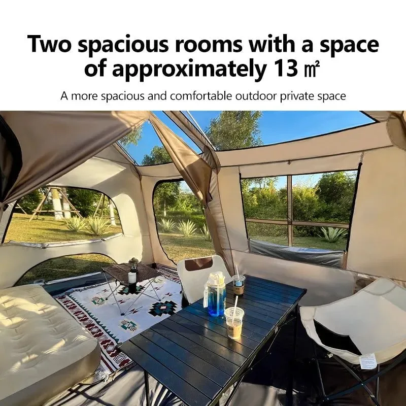 Secure Fully Automatic Quick Open Two-Room Camping Tent – Waterproof 4-8 Person Cabin Tent for Outdoor Overnight Stays Artisan
