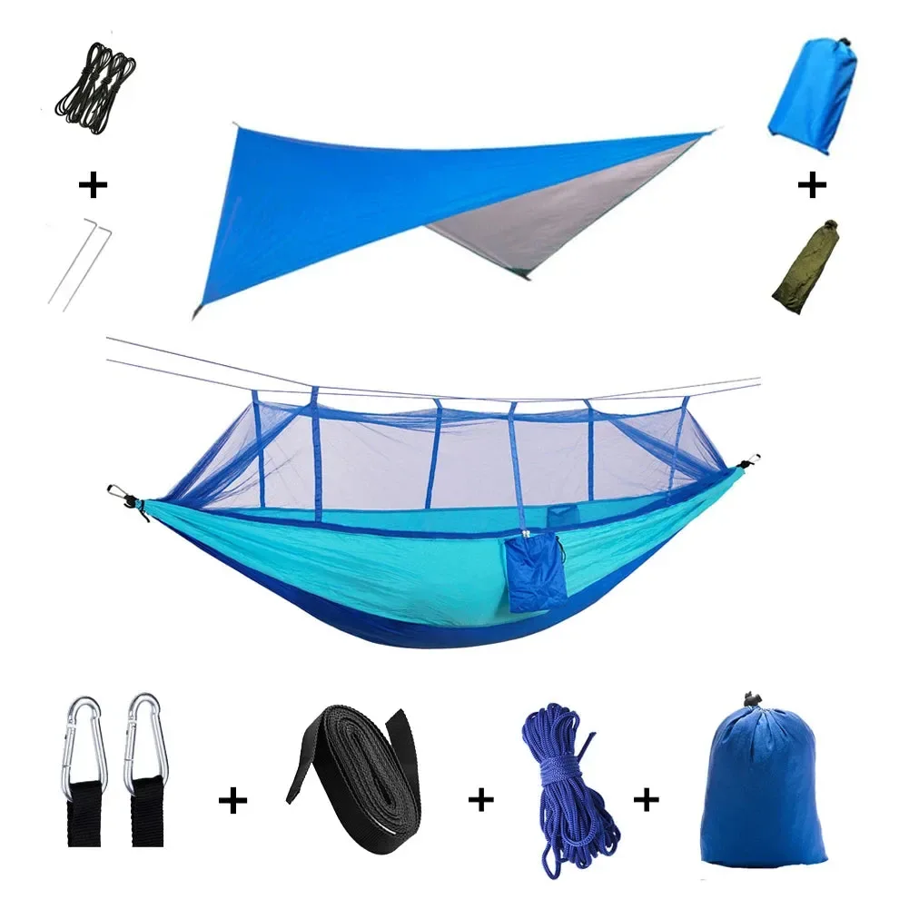 Specialty 2-Person All-Weather Camping Hammock with Mosquito Net Rain Fly – 440lb Capacity Portable Outdoor Shelter System Camouflage Soft