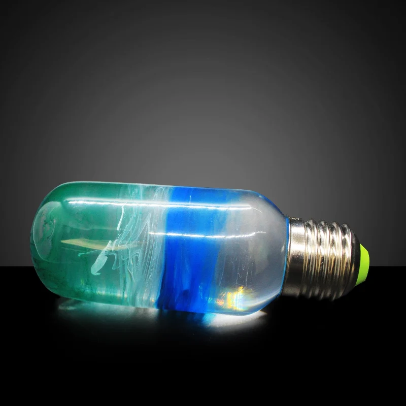Efficient C.P.LIGHT Blue Green Glass Lamp Bulb with Wooden Base Next-Generation