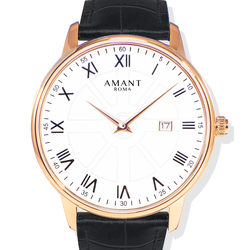 Eco-Friendly Classic White Dial Roman Numeral Leather Strap Watch Expertly Made