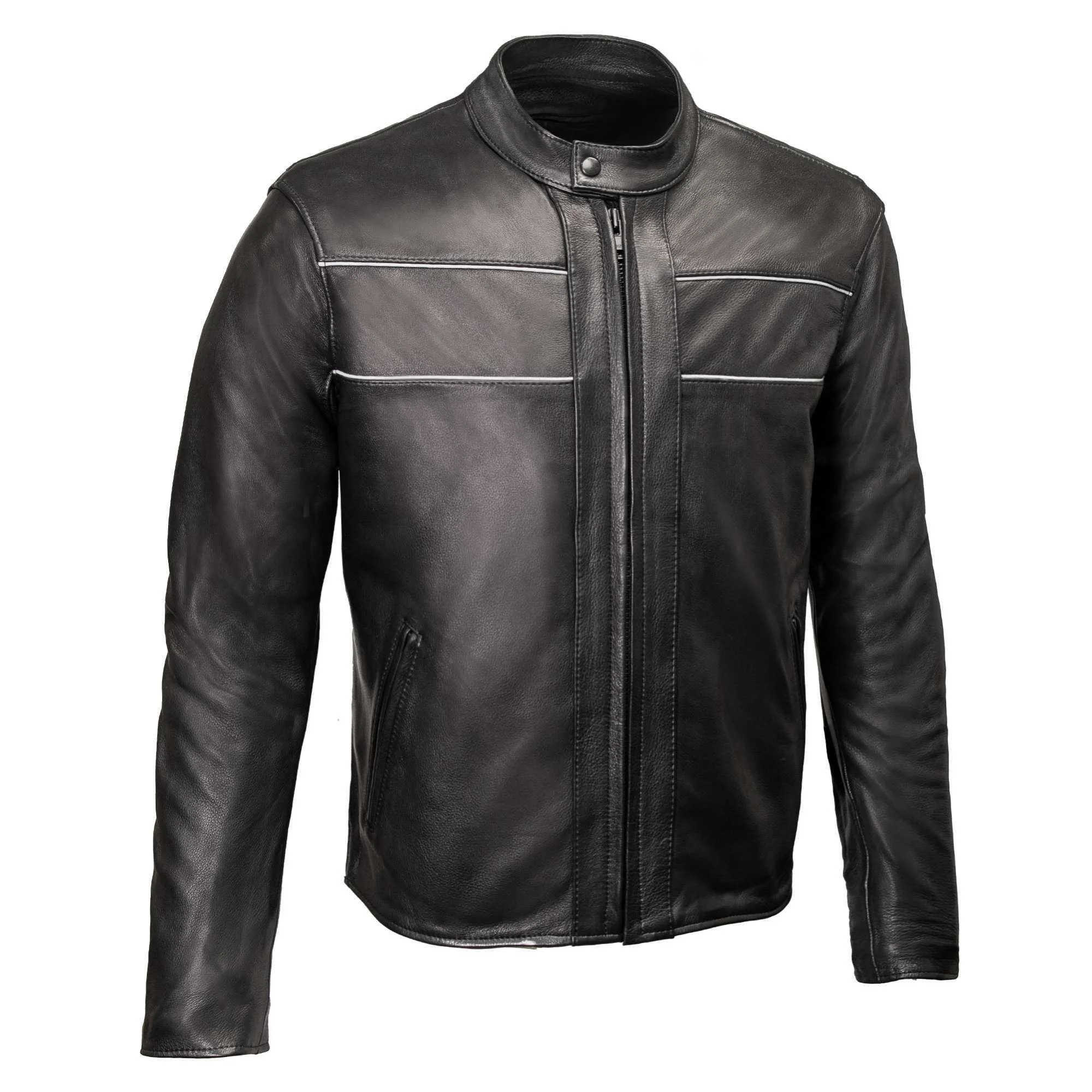 Powerful Milwaukee Leather USA MADE MLJKM5003 Men’s Black Echo Premium Leather Motorcycle Jacket with Reflective Piping Innovative